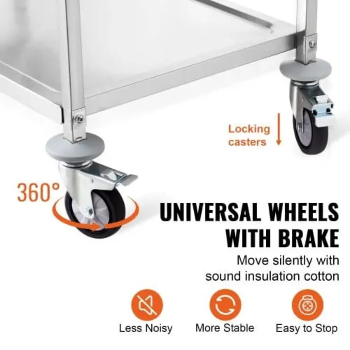Kitchen Utility Cart, 3 Tiers, Wire Rolling Cart w - Image 2
