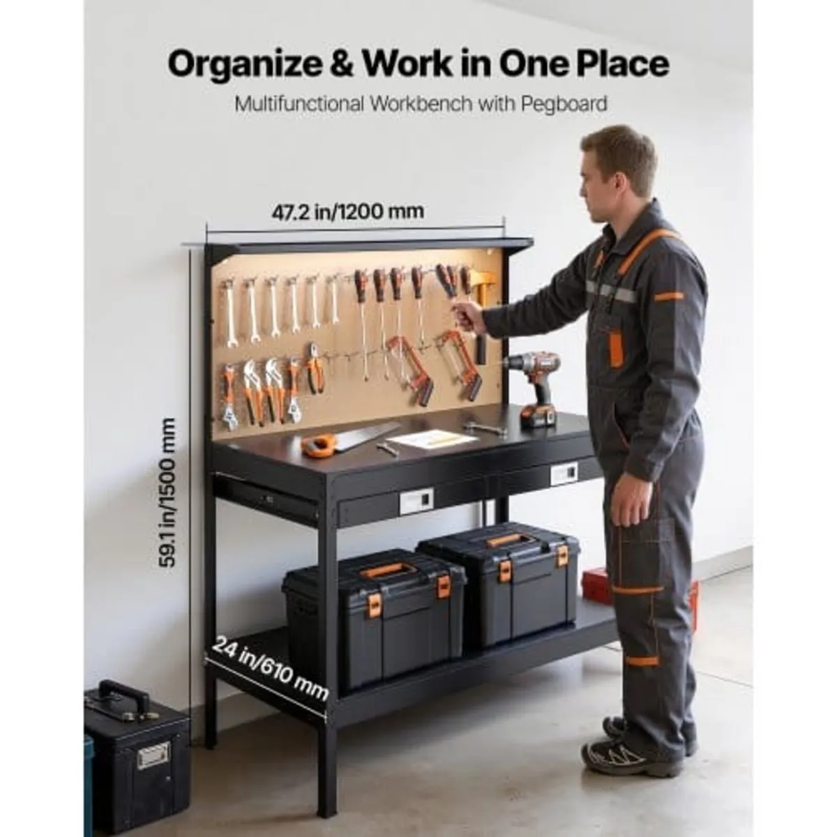 Hardwood Workbench, 110 kg Weight Capacity, 1200 m - Image 3