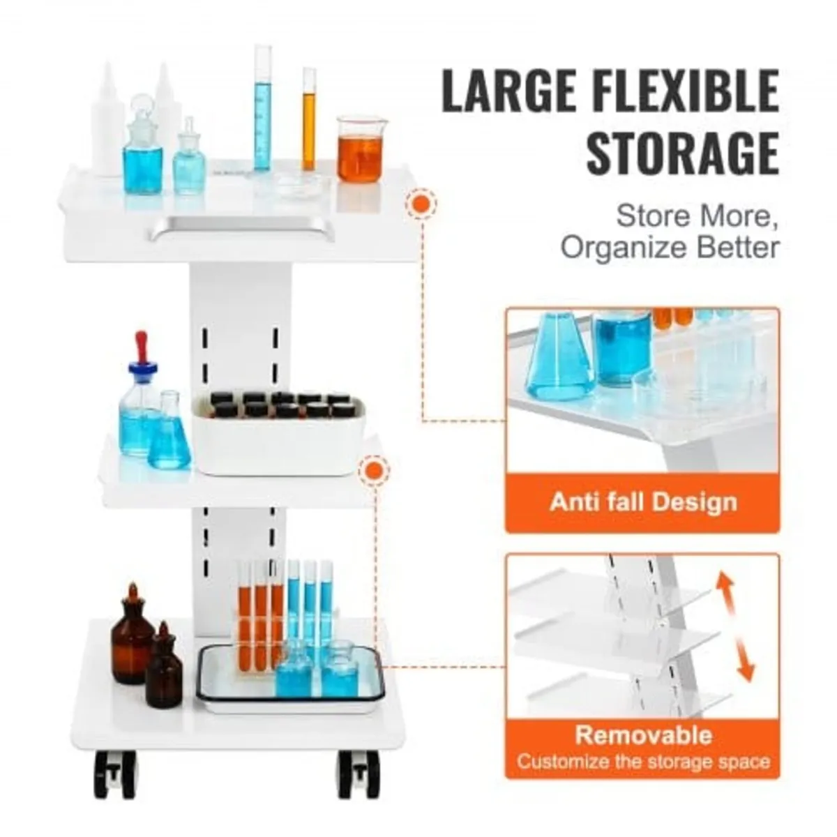 Lab Trolley, Rolling Lab Cart with Built-in Socket - Image 4