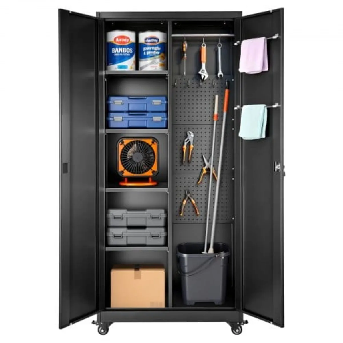 Metal Storage Cabinet, 179.5 cm Rolling Steel Gara - Image 1