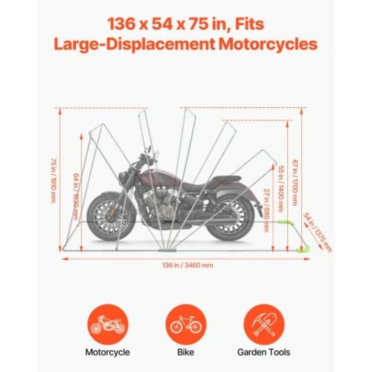 Motorcycle Storage Shelter with Security Lock, 600 - Image 2