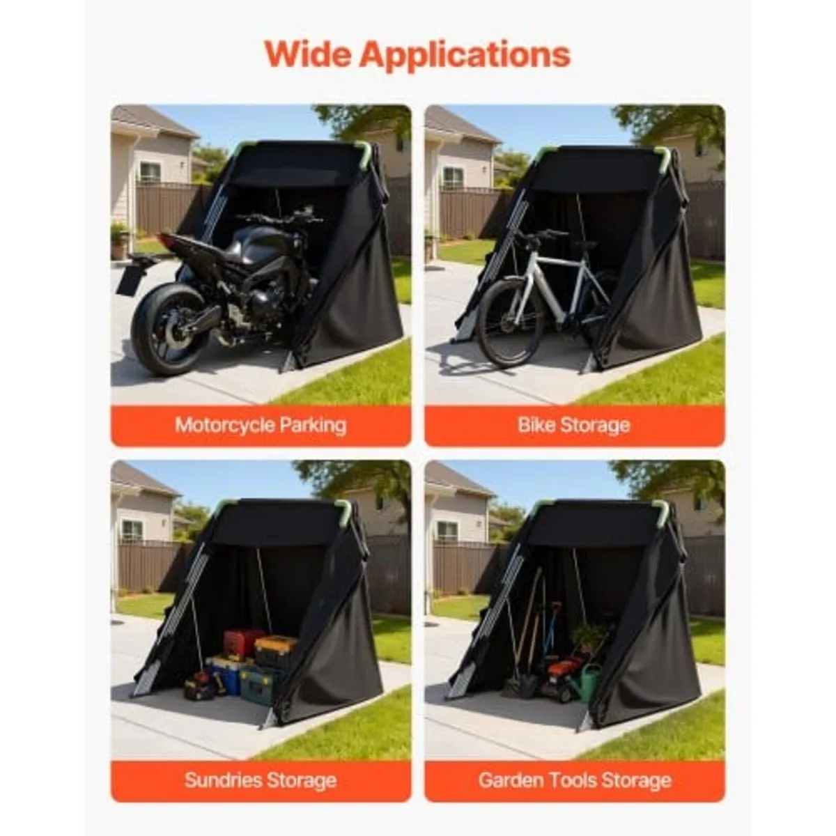 Motorcycle Storage Shelter with Security Lock, 600 - Image 3