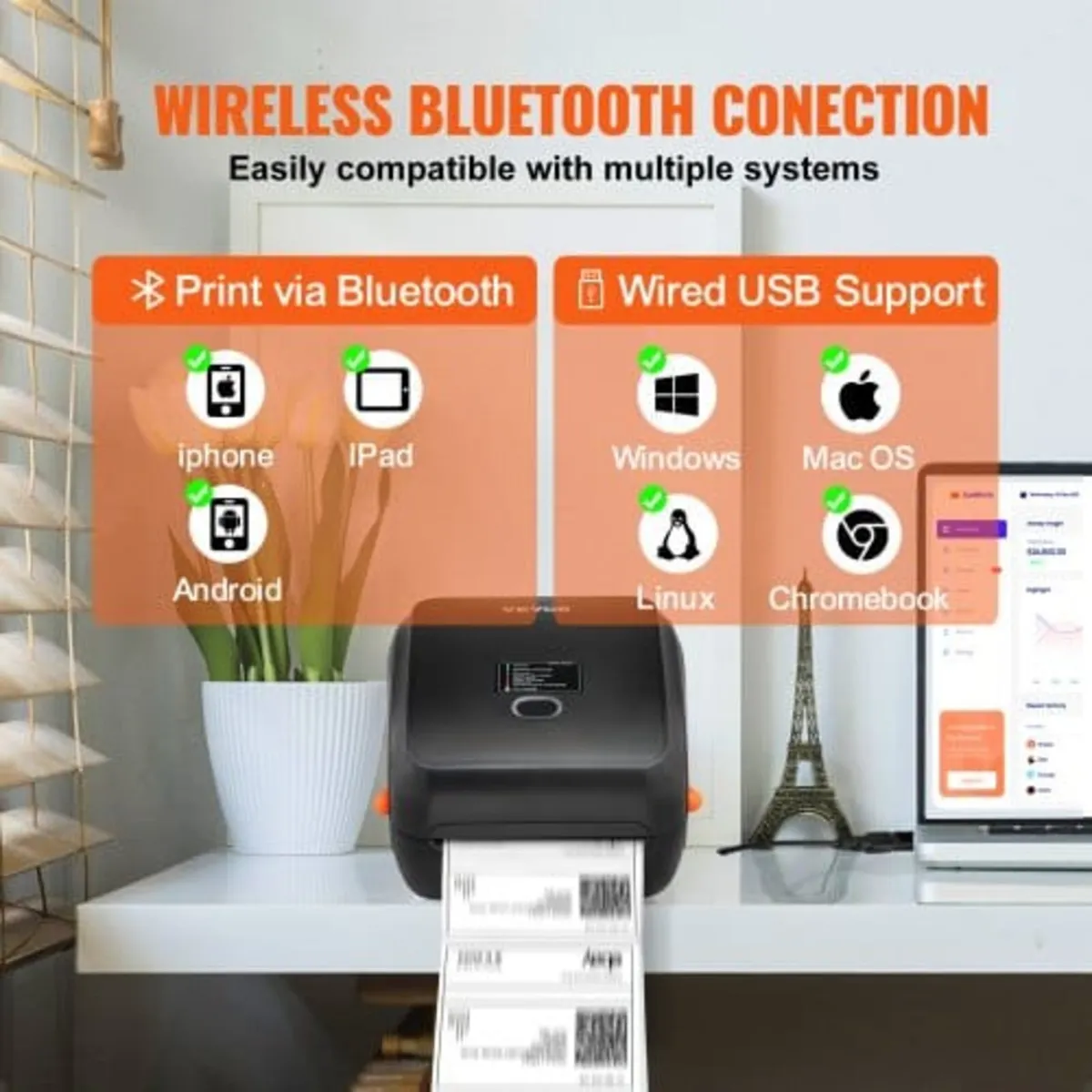 Thermal Label Printer, 300DPI for 4x6 Mailing Pack - Image 2