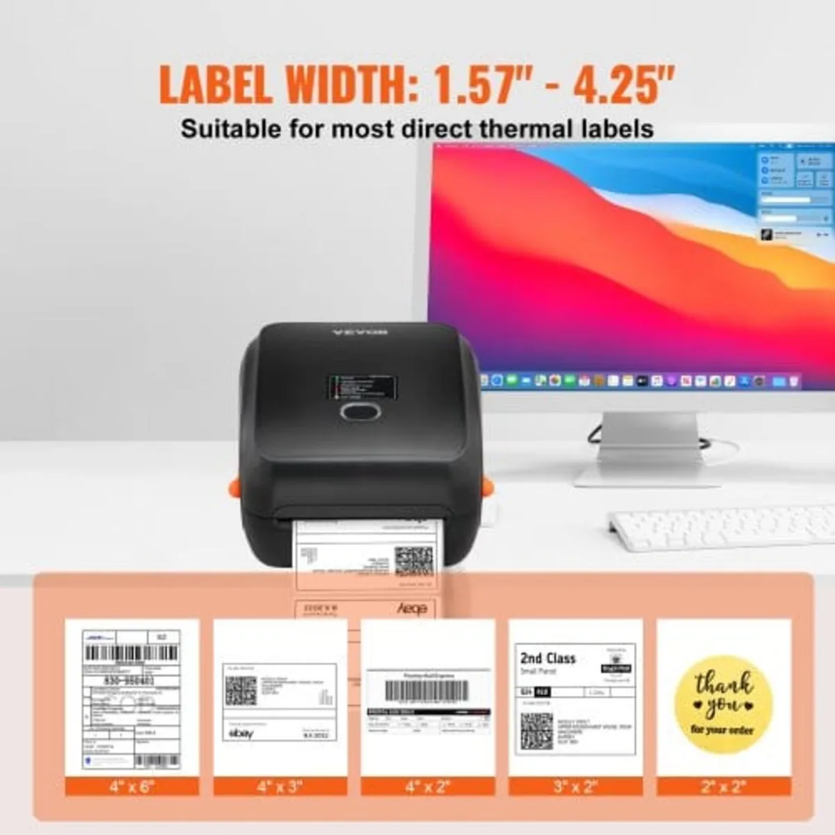 Thermal Label Printer, 300DPI for 4x6 Mailing Pack - Image 3