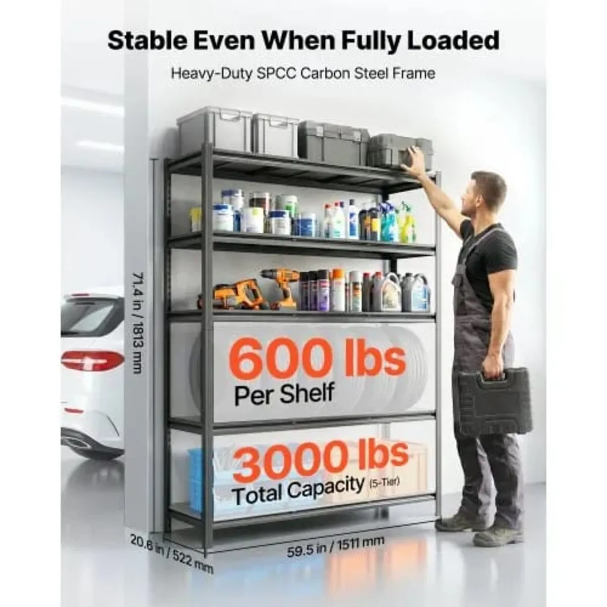 Storage Shelves, 5-Tier Adjustable, 1360.8kg Capac - Image 2