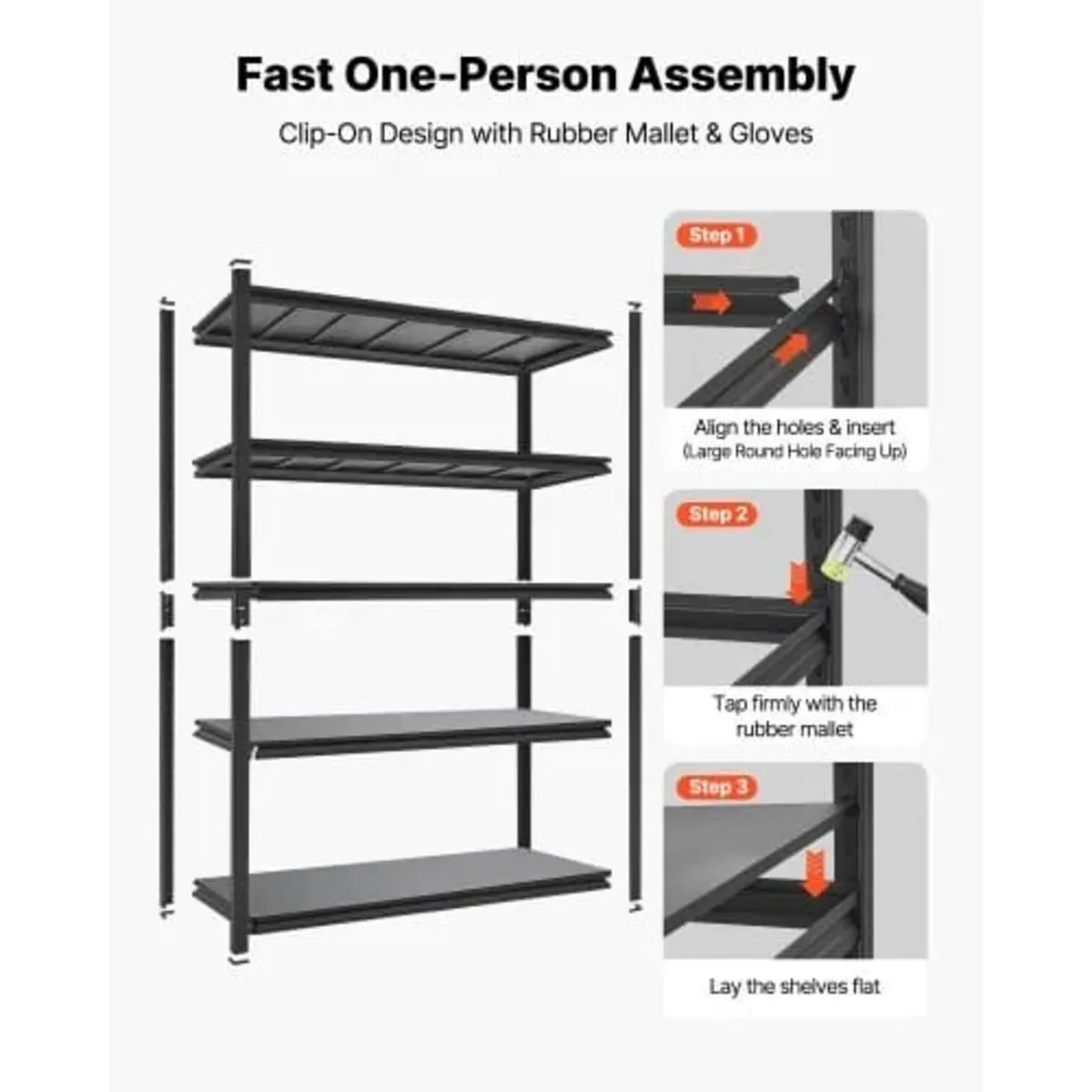 Storage Shelves, 5-Tier Adjustable, 1360.8kg Capac - Image 3