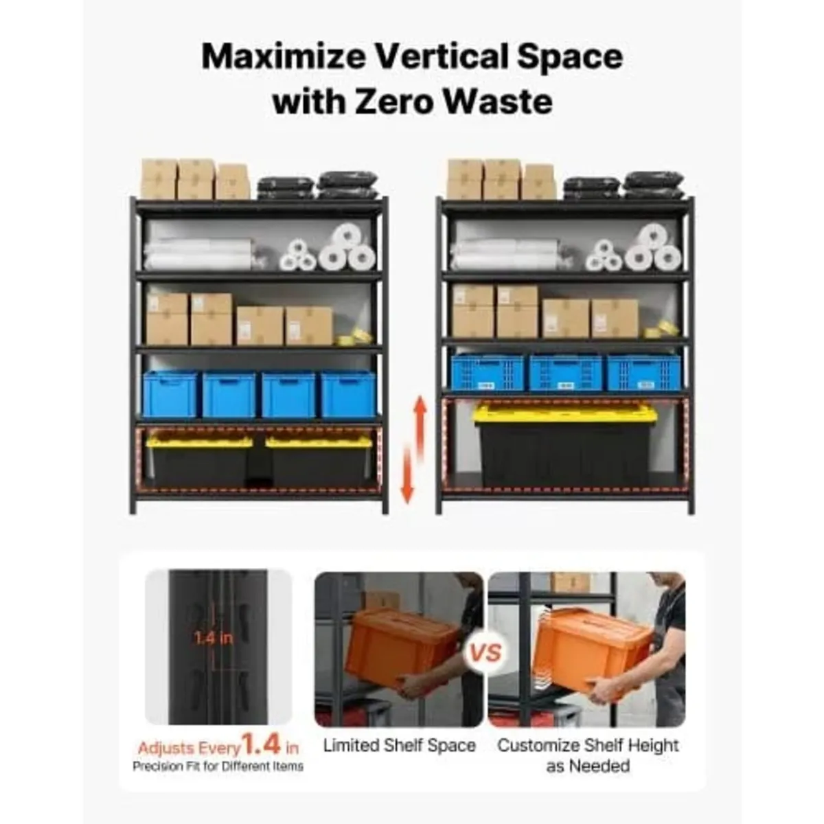 Storage Shelves, 5-Tier Adjustable, 1360.8kg Capac - Image 4