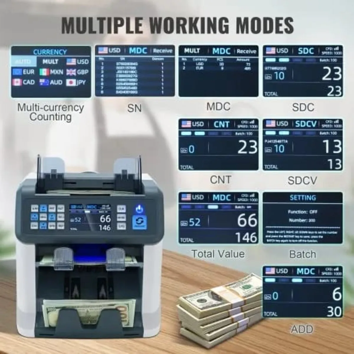 Money Counter Machine, Bill Counter with Mixed Den - Image 2