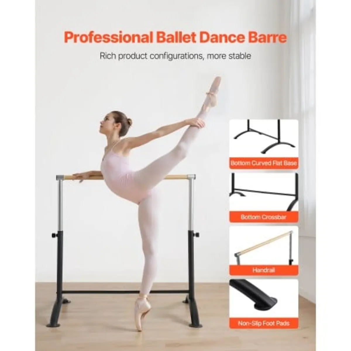 Ballet Barre, Barre Bar for Home, Freestanding Por - Image 2