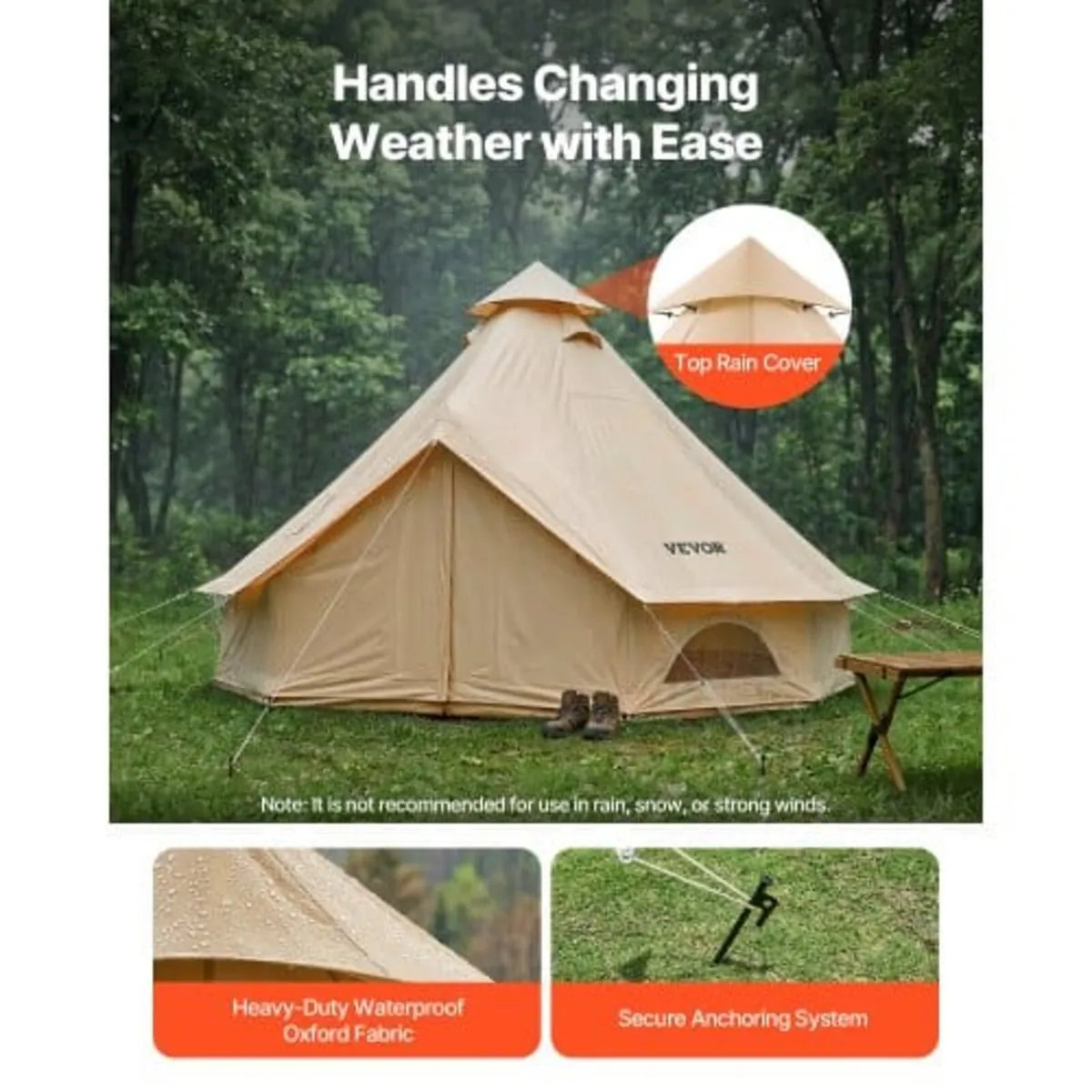 Oxford Bell Tent, 4 Seasons 3 m Yurt Tent for Camp - Image 3