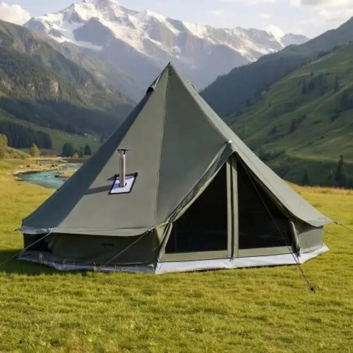 Canvas Bell Tent, 4 Seasons 3 m Yurt Tent for Camp - Image 1
