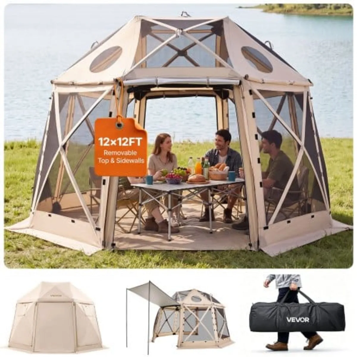 Pop up Gazebo Screen Tent, 3.6x3.6 m, 13-Sided Sph - Image 1