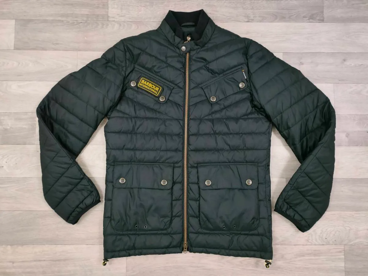 Barbour International Quilted Padded Biker Jacket - Image 1