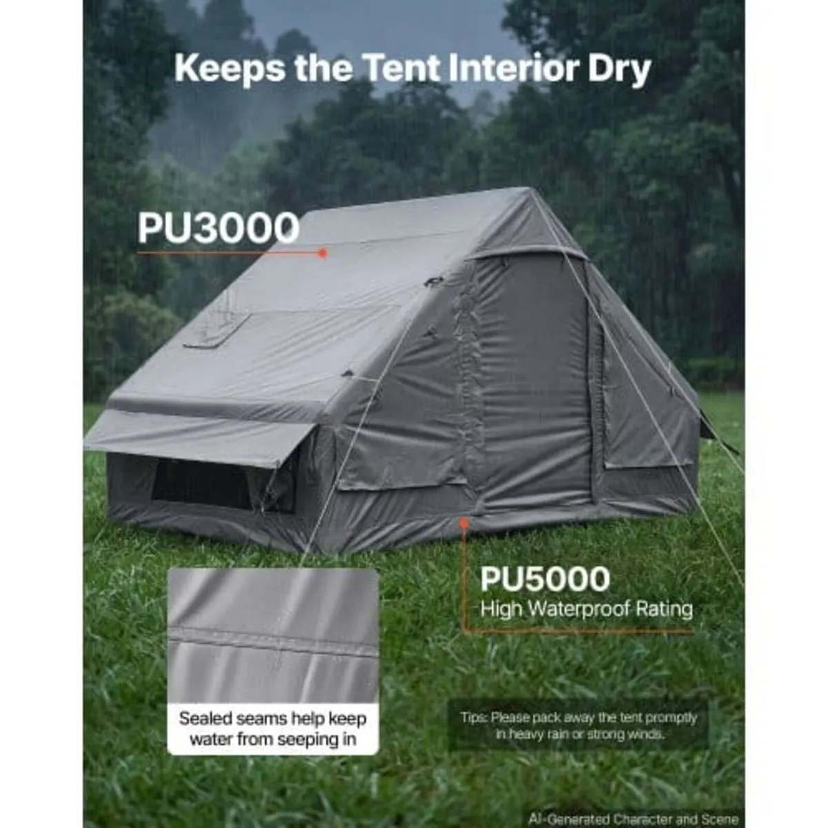 Inflatable Tent for Camping 2-4 Person Blow Up Ten - Image 4