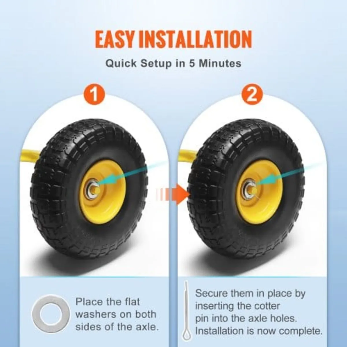 Solid PU Run-Flat Tire Wheel Flat Free Tubeless Ti - Image 2