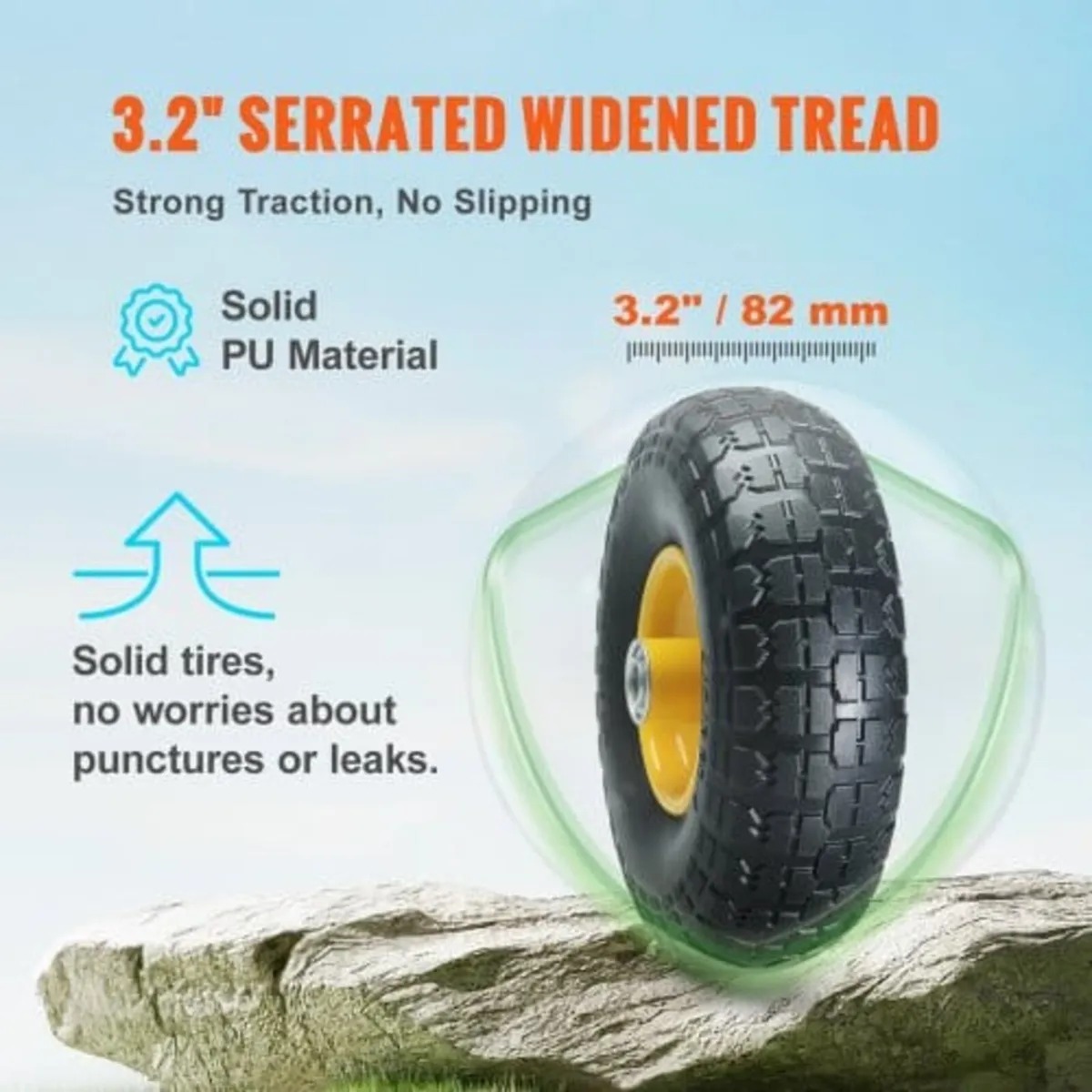 Solid PU Run-Flat Tire Wheel Flat Free Tubeless Ti - Image 4