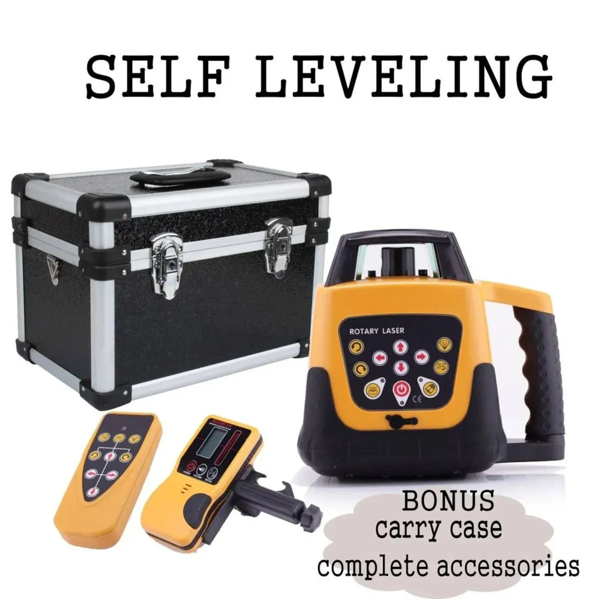 Rotary Laser Level with Tripod and Levelling Staff - Image 2