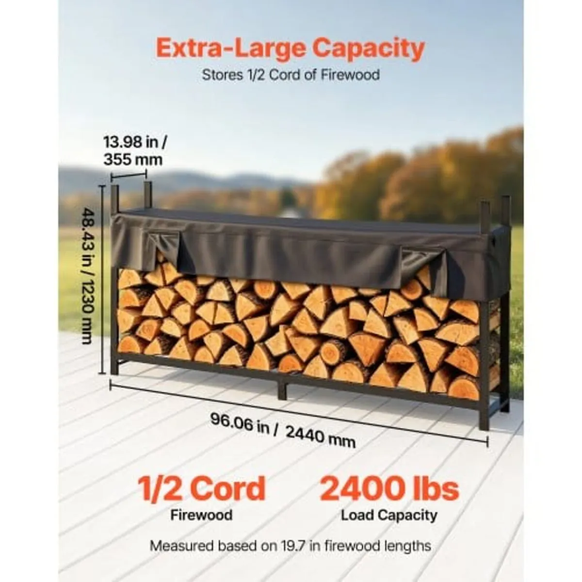 Firewood Rack with Waterproof Cover 2440 mm Outdoo - Image 4