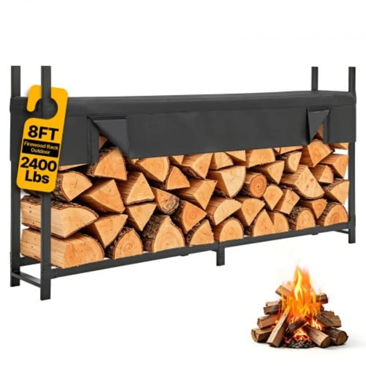 Firewood Rack with Waterproof Cover 2440 mm Outdoo - Image 1