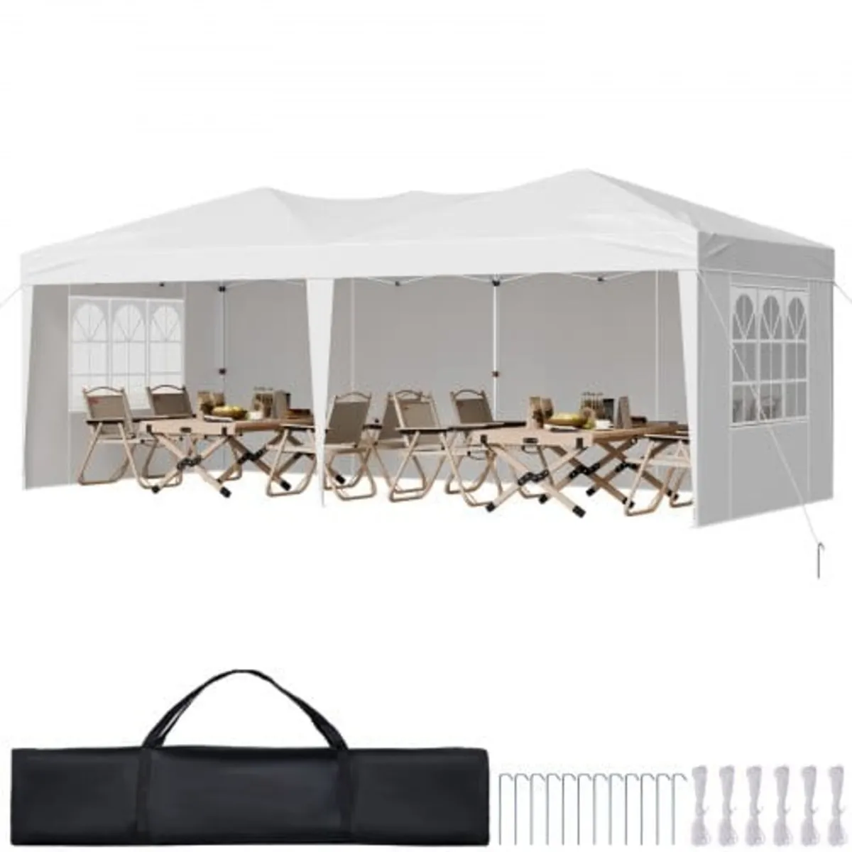 Pop Up Canopy, 5.9 x 2.96 m Instant Canopy Portabl - Image 1