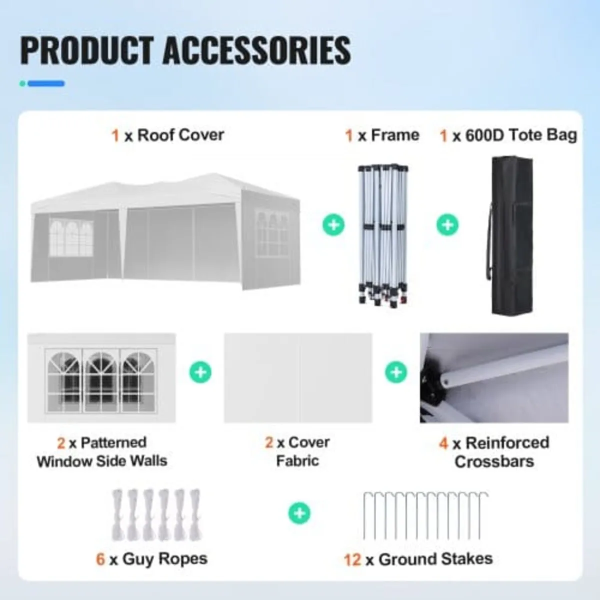 Pop Up Canopy, 5.9 x 2.96 m Instant Canopy Portabl - Image 4