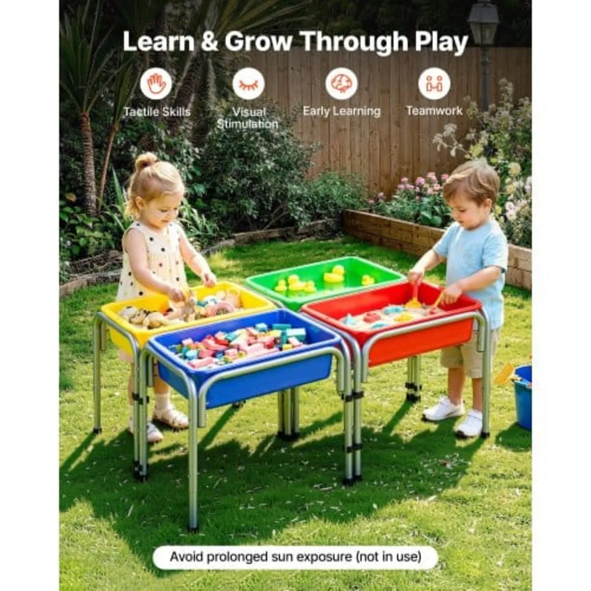 Sensory Table for Toddlers, Kids 4-Station Sand an - Image 2