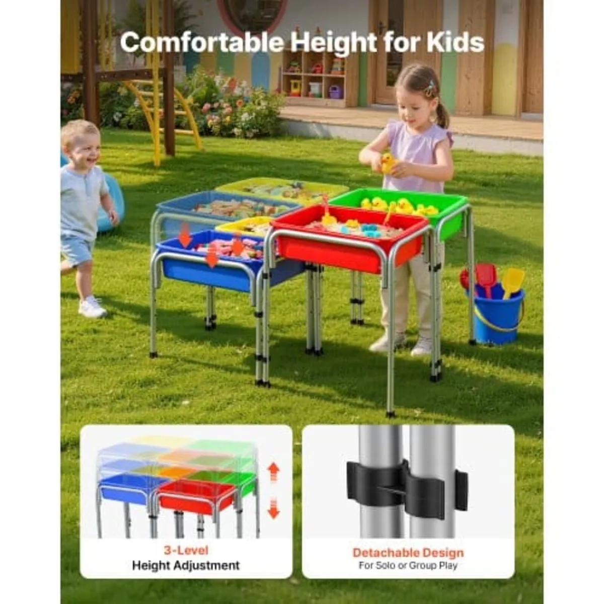 Sensory Table for Toddlers, Kids 4-Station Sand an - Image 3
