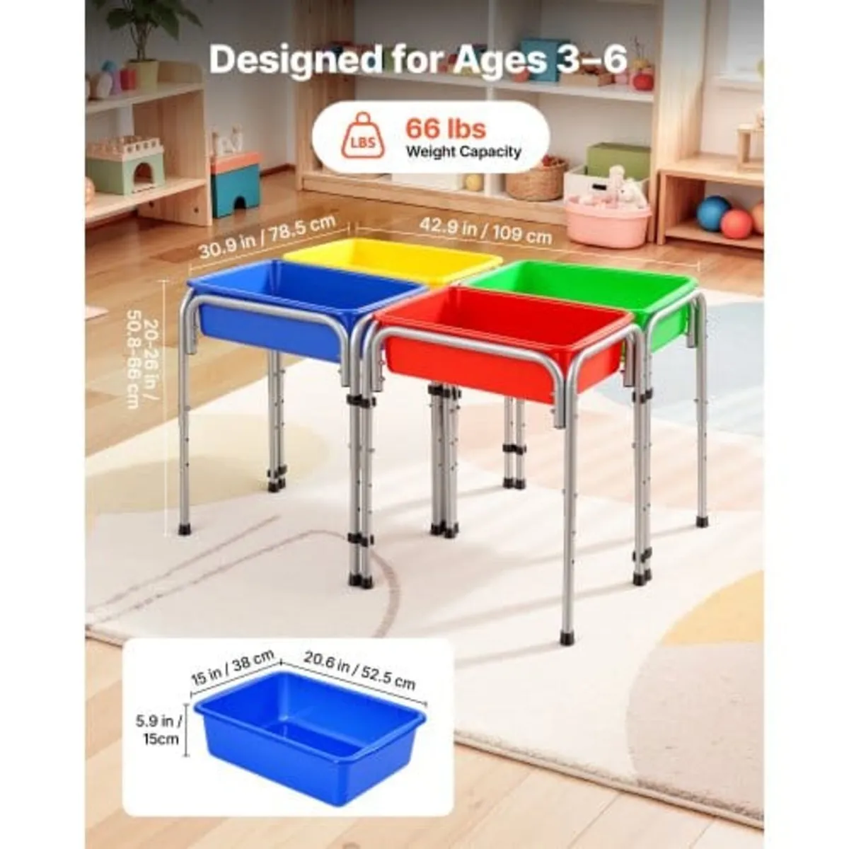 Sensory Table for Toddlers, Kids 4-Station Sand an - Image 4