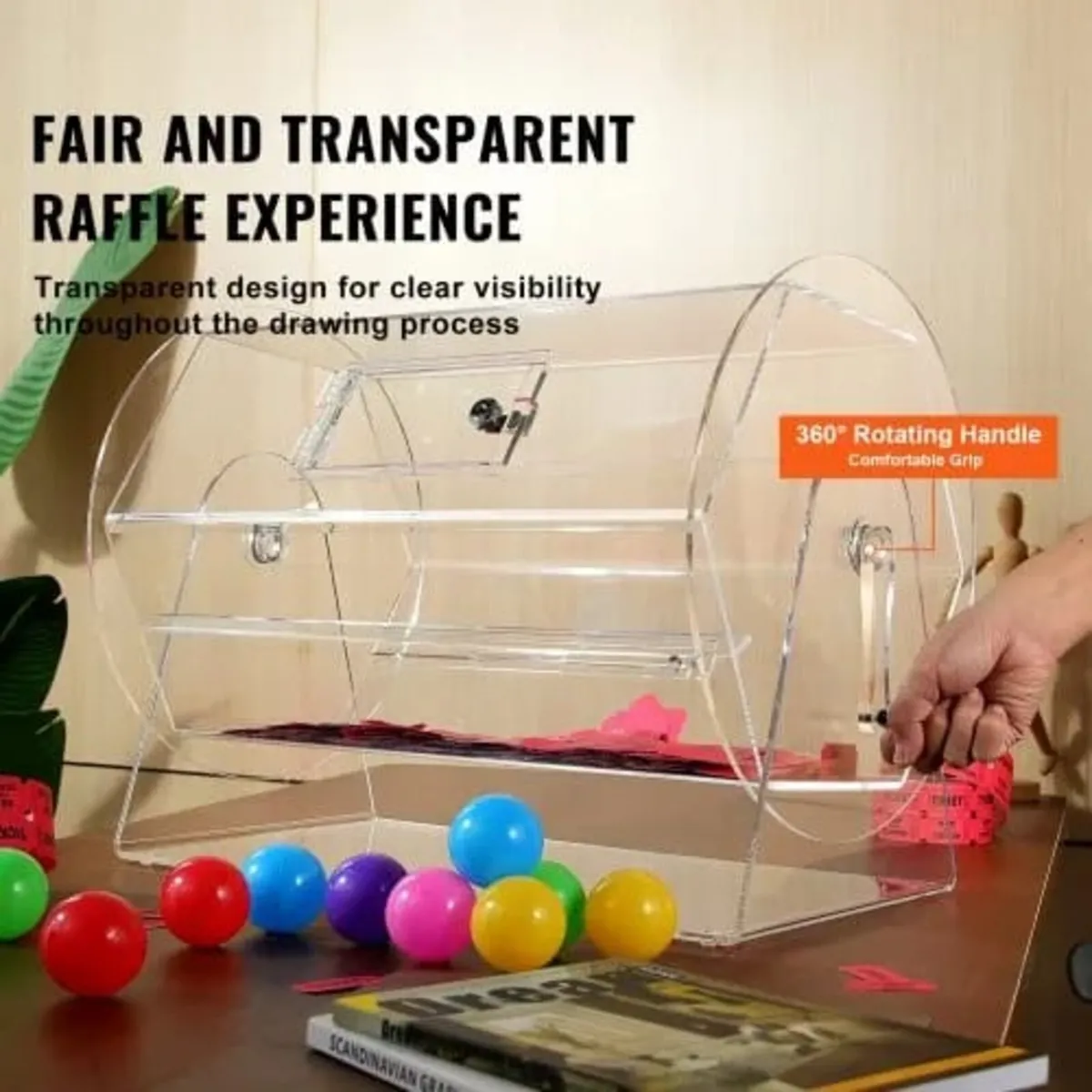 Acrylic Raffle Drum, Holds 10000 Tickets or 300 Ra - Image 3