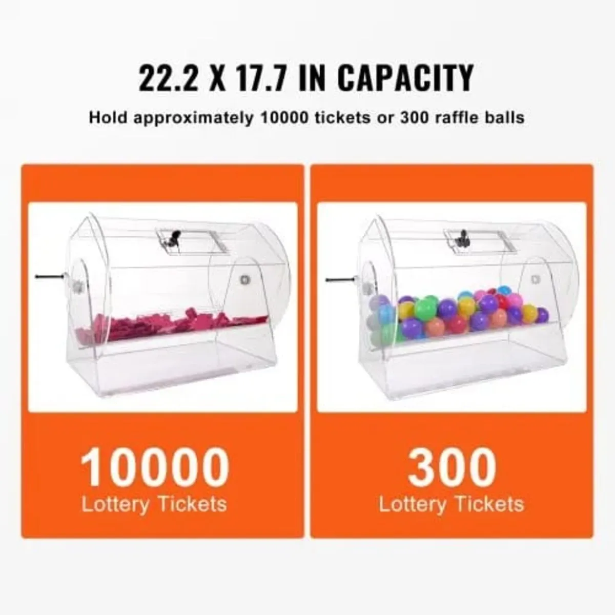 Acrylic Raffle Drum, Holds 10000 Tickets or 300 Ra - Image 4