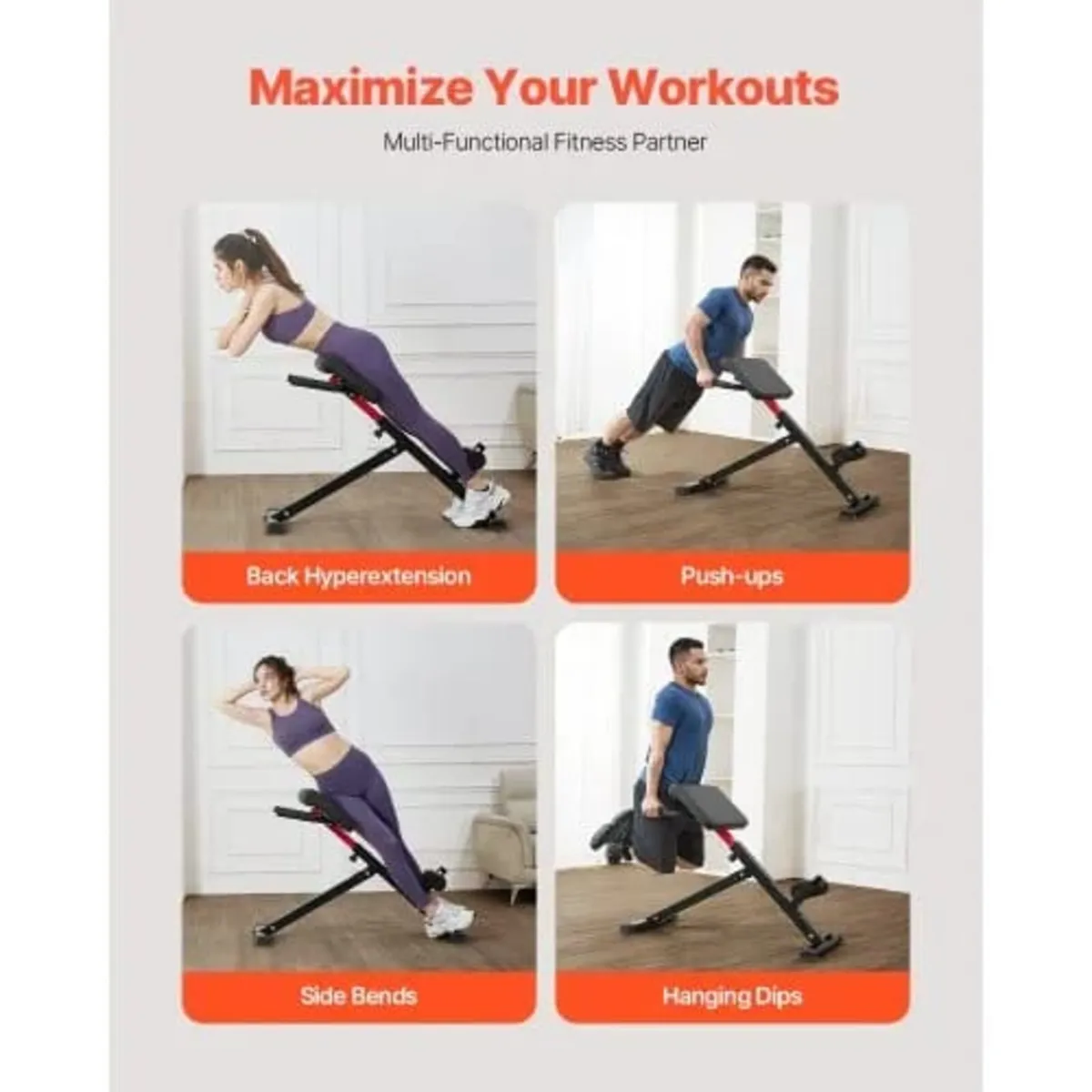 Roman Chair Hyperextension Bench, 250 lbs Adjustab - Image 3