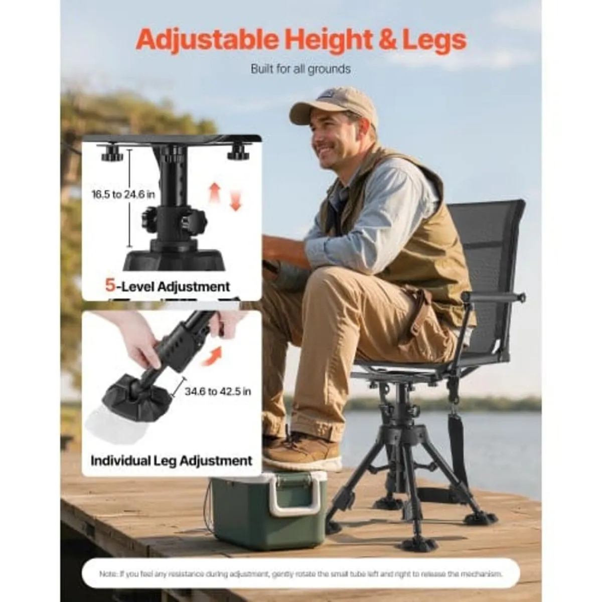 Hunting Chair, 360° Silent Swivel, Foldable Portab - Image 2