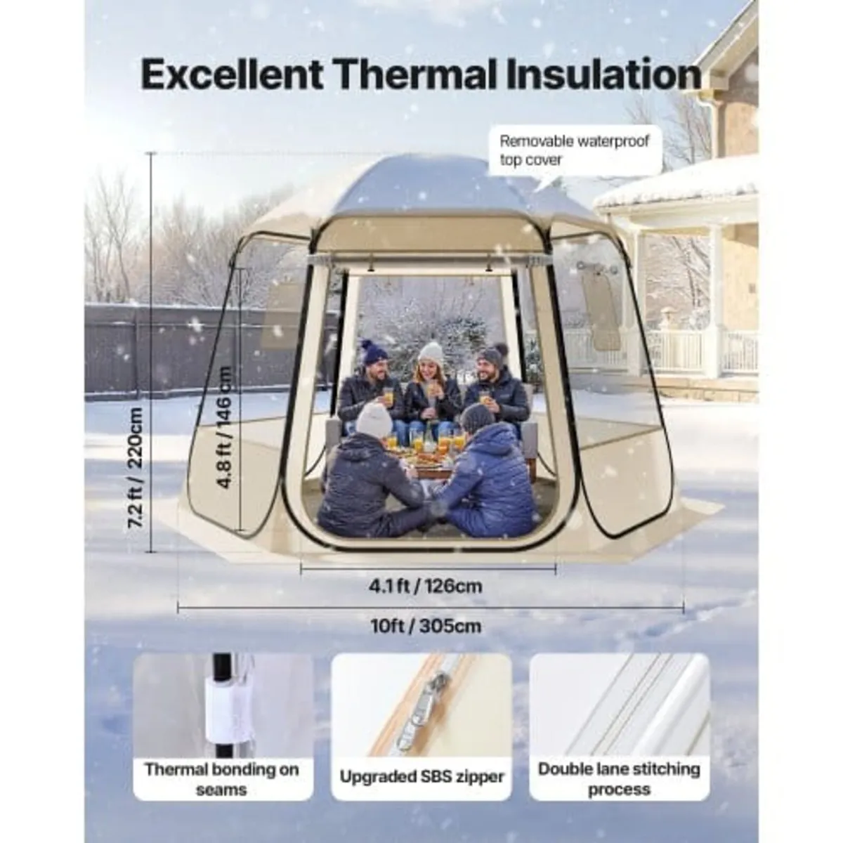 Pop up Bubble Tent, 3.05 x 2.75 m Waterproof & UV- - Image 3