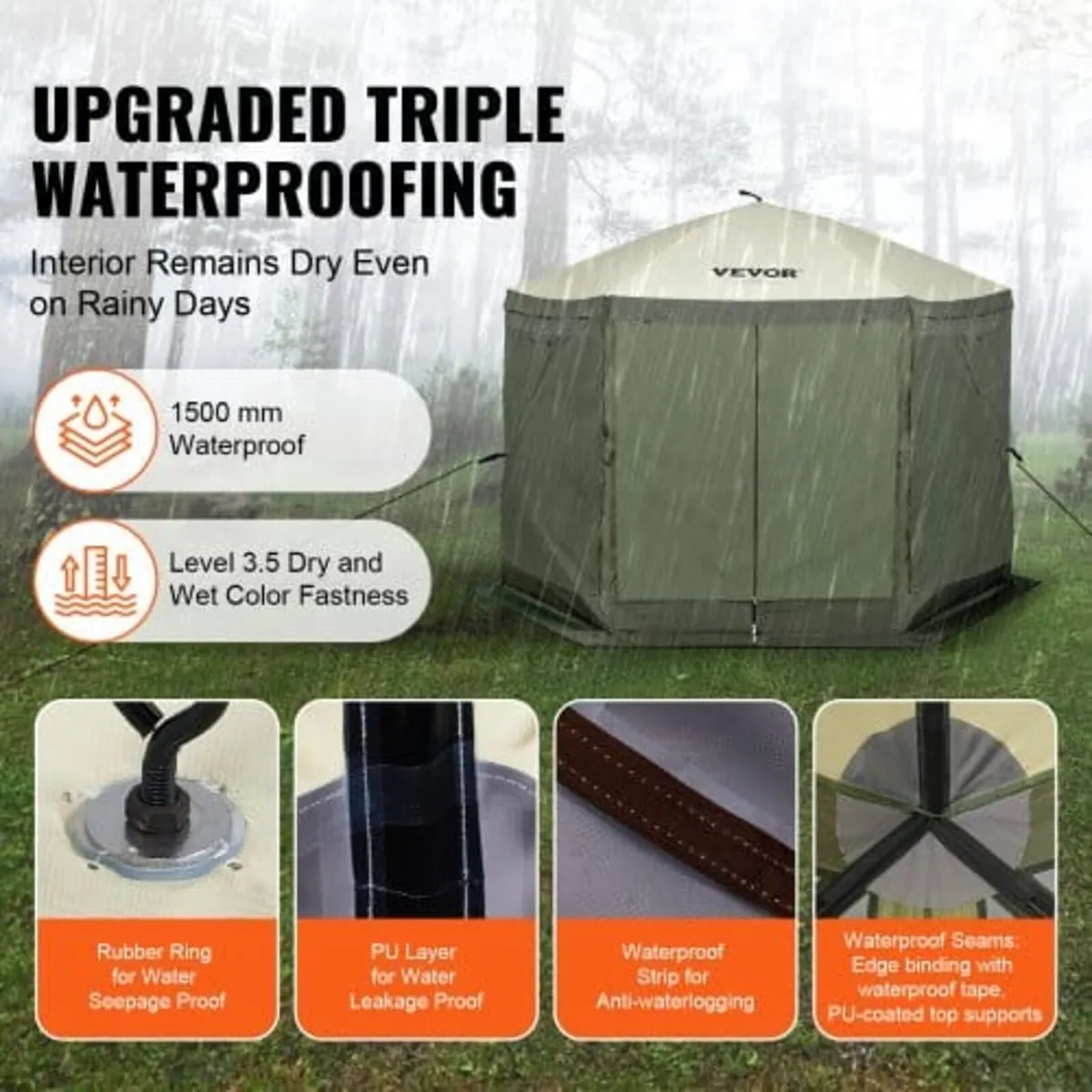 Pop Up Gazebo Tent, Pop-Up Screen Tent 6 Sided Can - Image 2