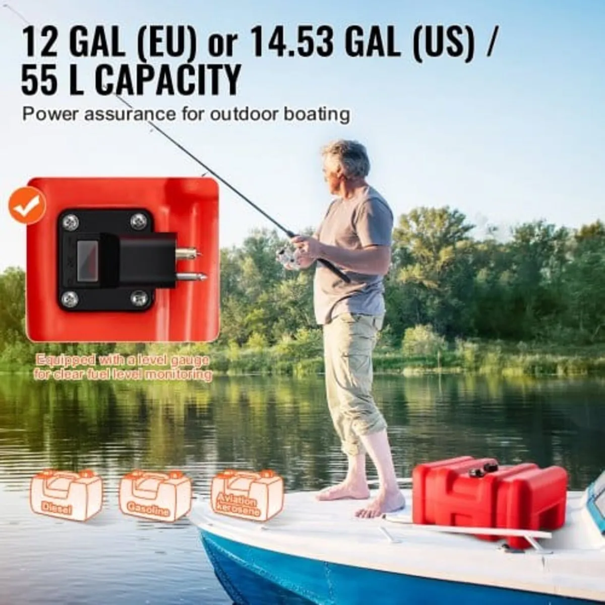 Marine Fuel Tank, 14.53 Gallon/55L, Portable Boat - Image 2