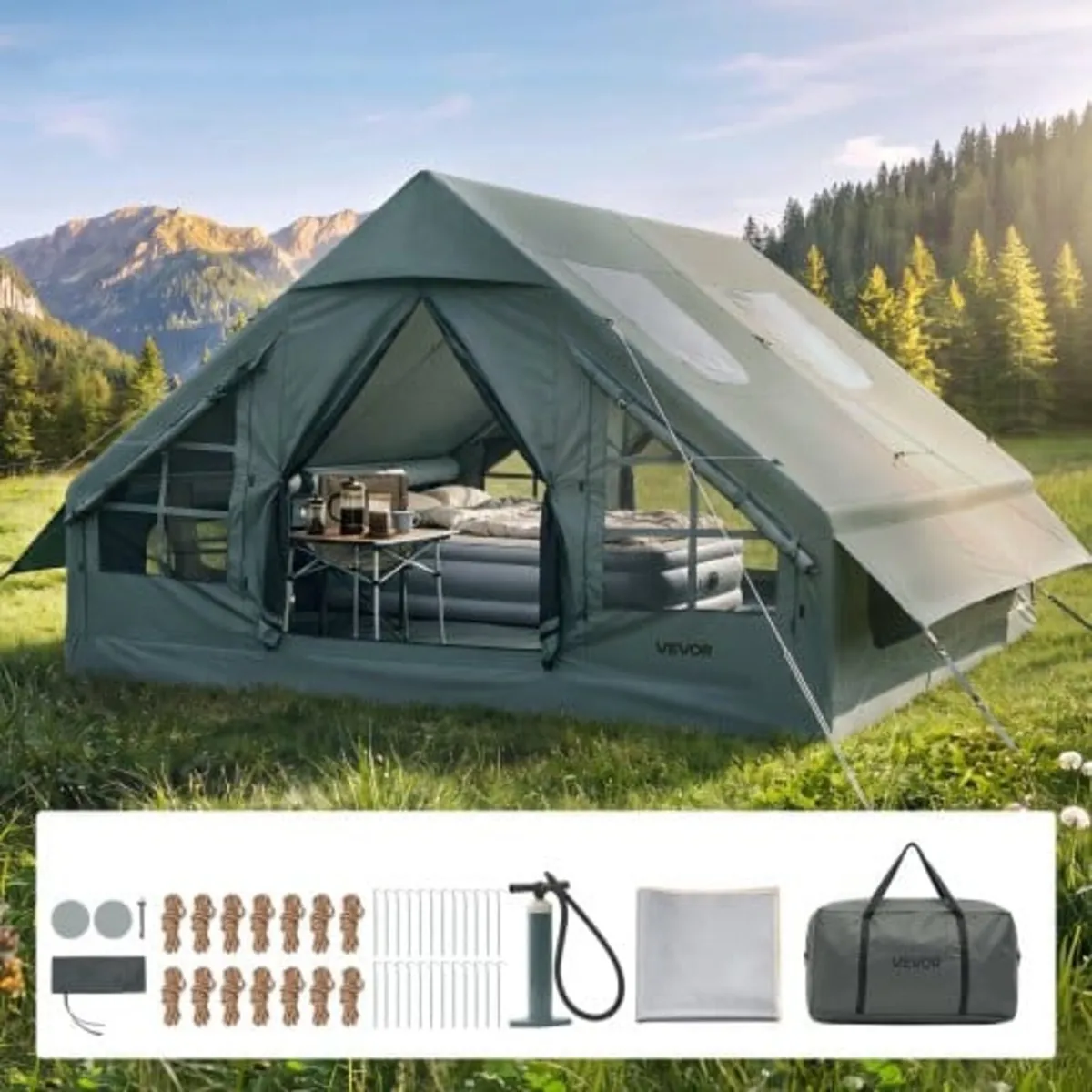 Inflatable Tent for Camping 5-8 Person Blow Up Ten - Image 1
