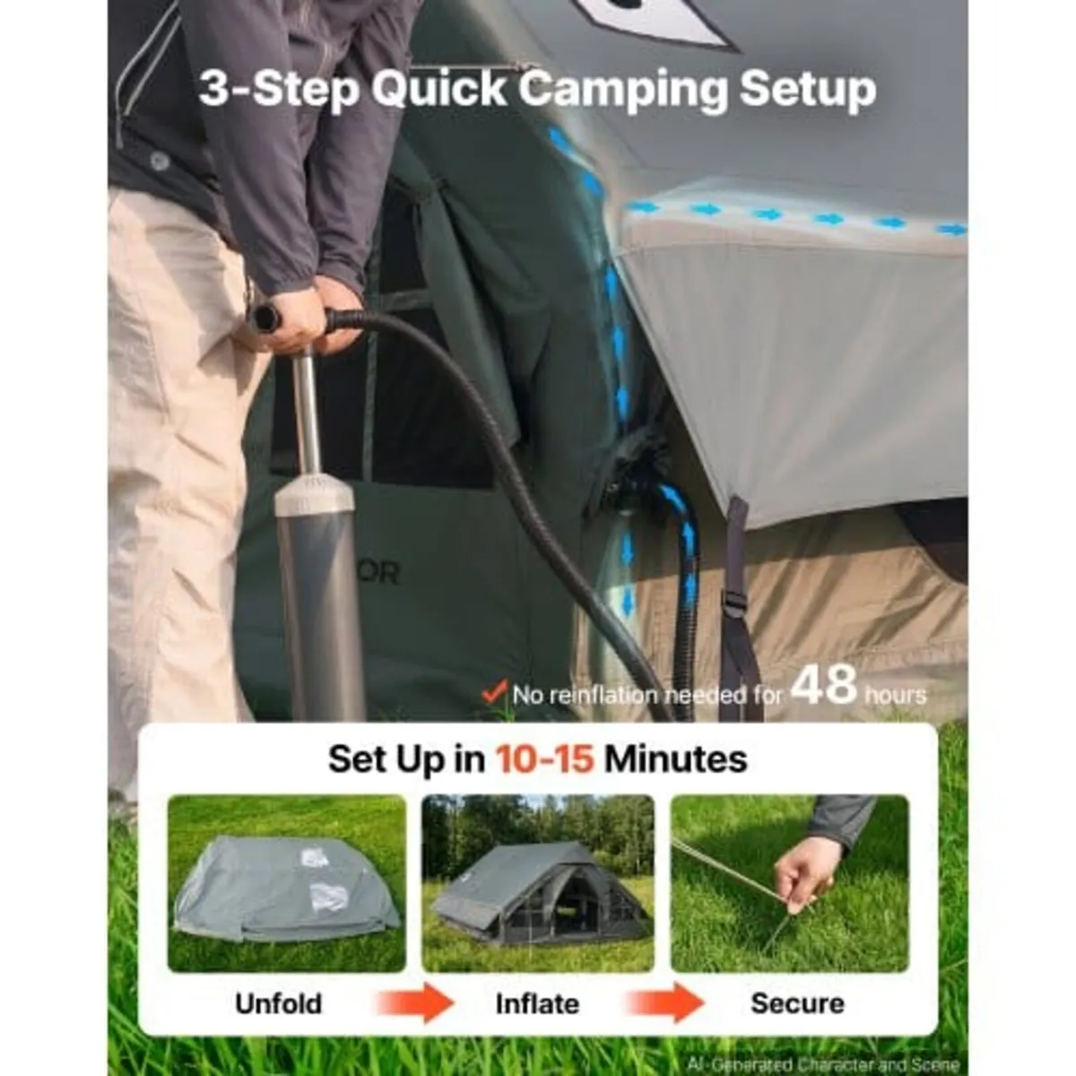 Inflatable Tent for Camping 5-8 Person Blow Up Ten - Image 2