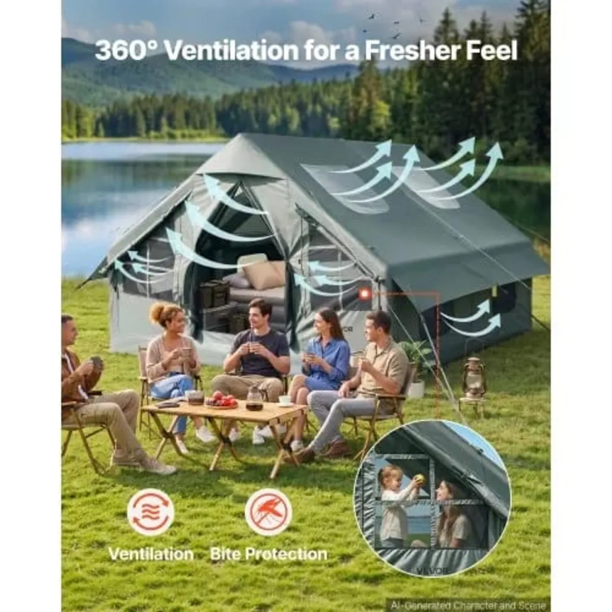 Inflatable Tent for Camping 5-8 Person Blow Up Ten - Image 3