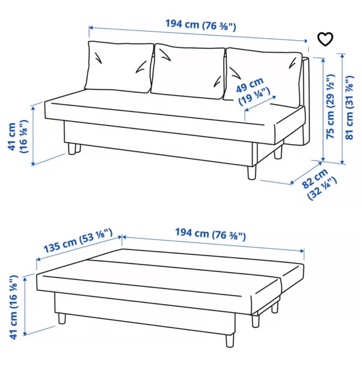 3-seat sofa-bed, ikea new - Image 1