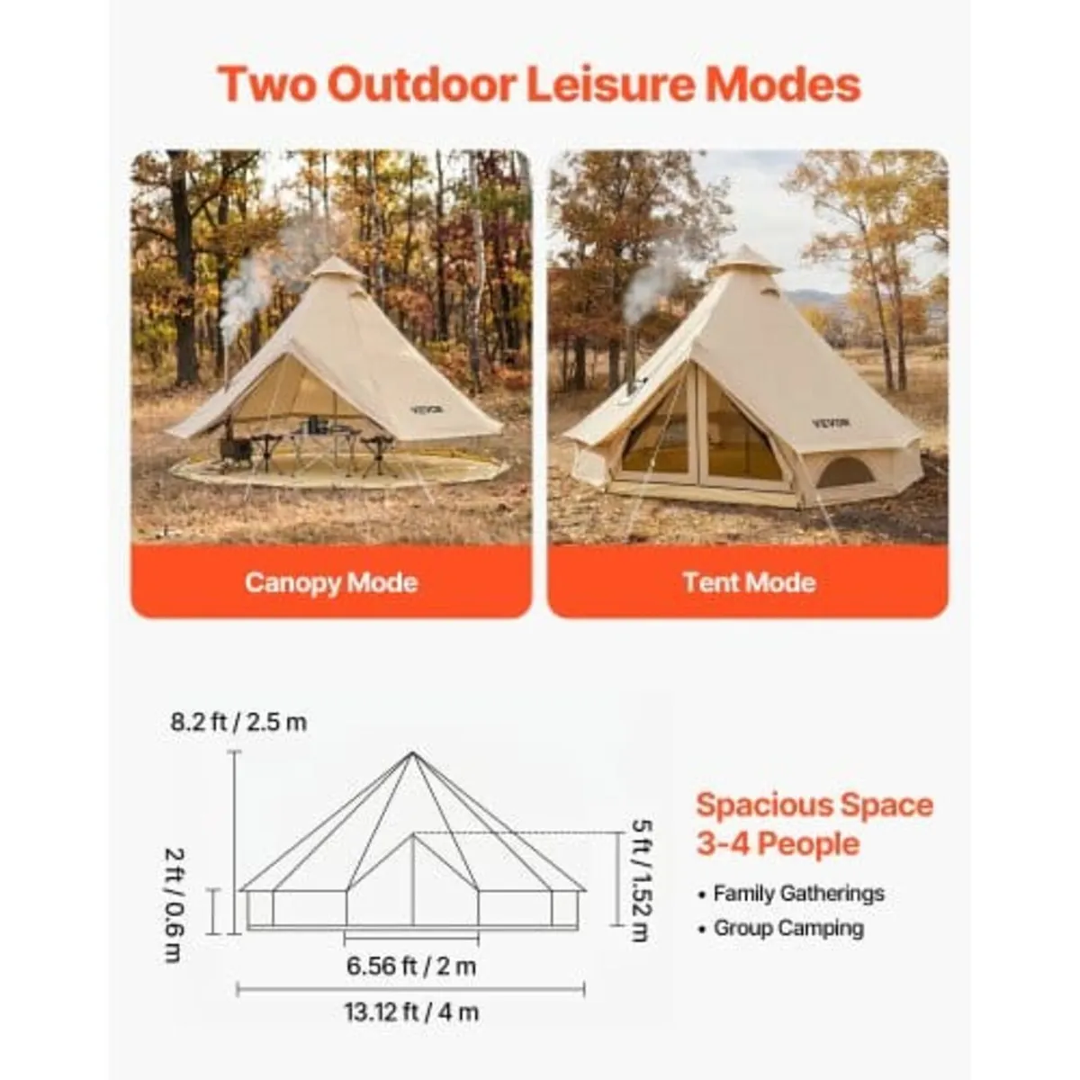 Oxford Bell Tent, 4 Seasons 4 m Yurt Tent for Camp - Image 3