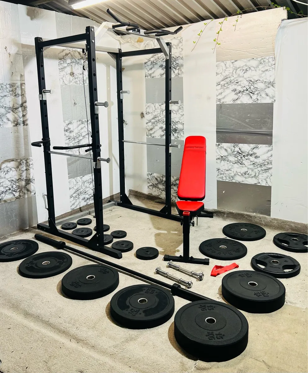 HOME GYM SETUP POWER RACK WEIGHTS BENCH  BAR ++ - Image 1