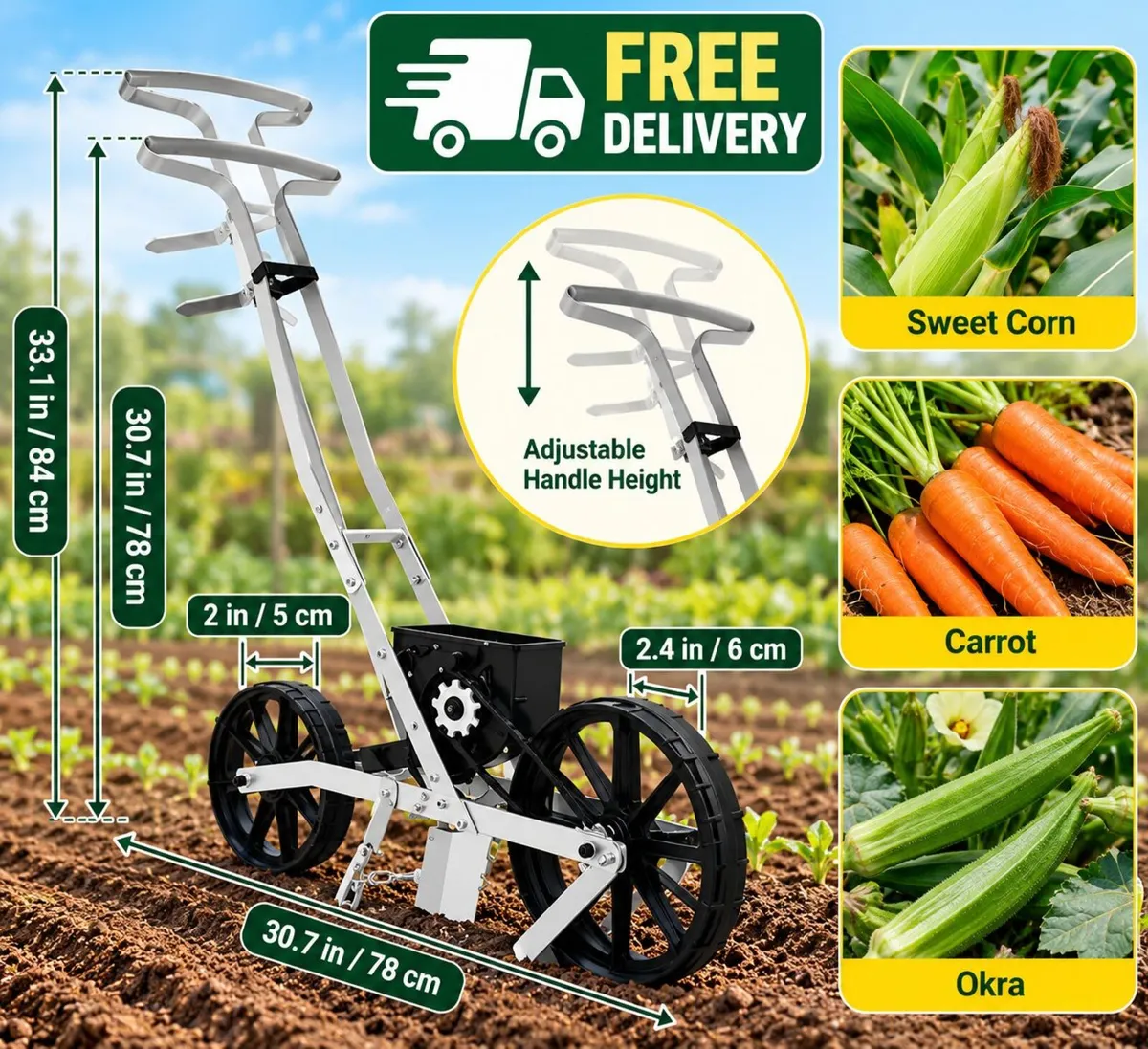 Precision Garden Push Seeder – Metal Manual Row Cr - Image 4