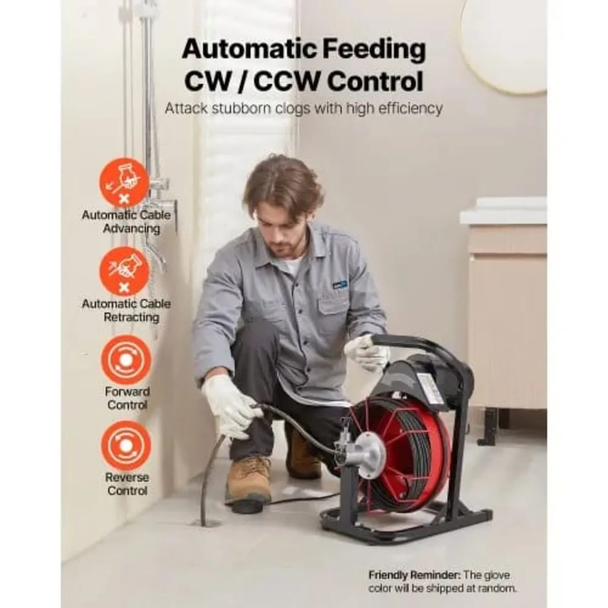 Drain Cleaner Machine 15m x 8mm, Auto Feed Sewer S - Image 2