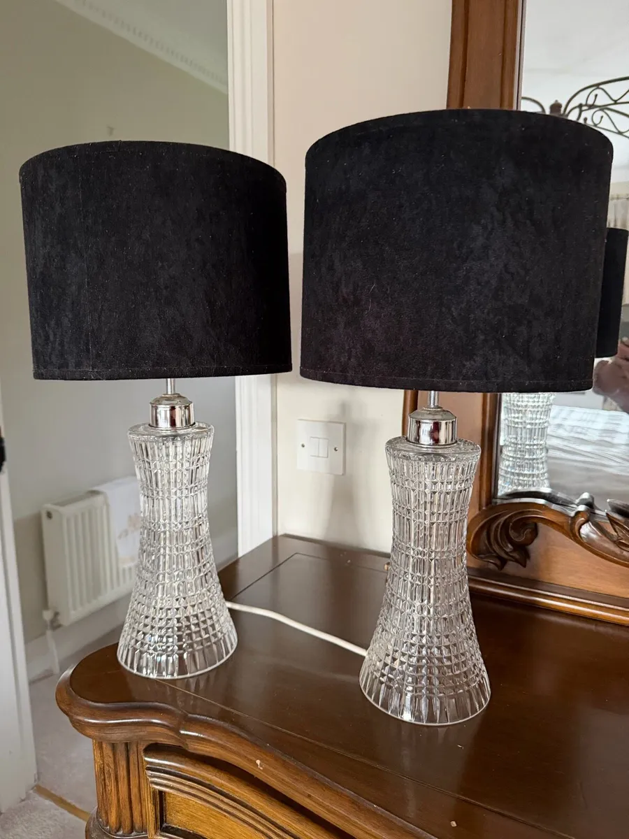 Waterford Crystal lamps with shades - Image 1