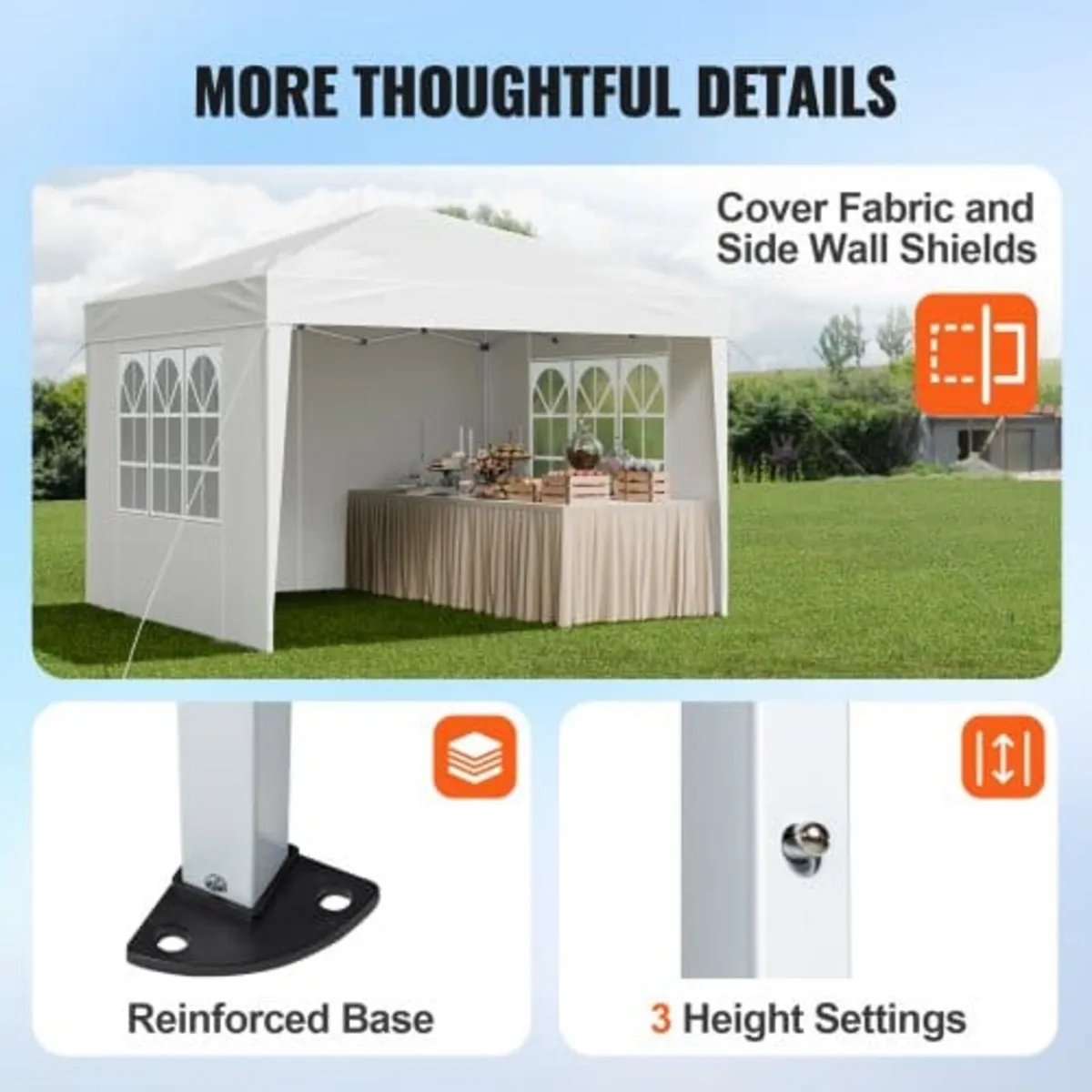 Pop Up Canopy, 2.95 x 2.95 m Instant Canopy Portab - Image 3