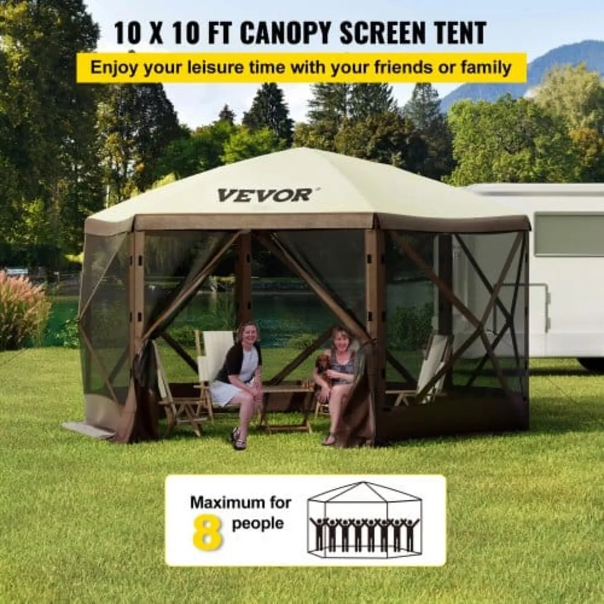Gazebo Screen Tent, 10 x 10 ft, 6 Sided Pop-up Cam - Image 3