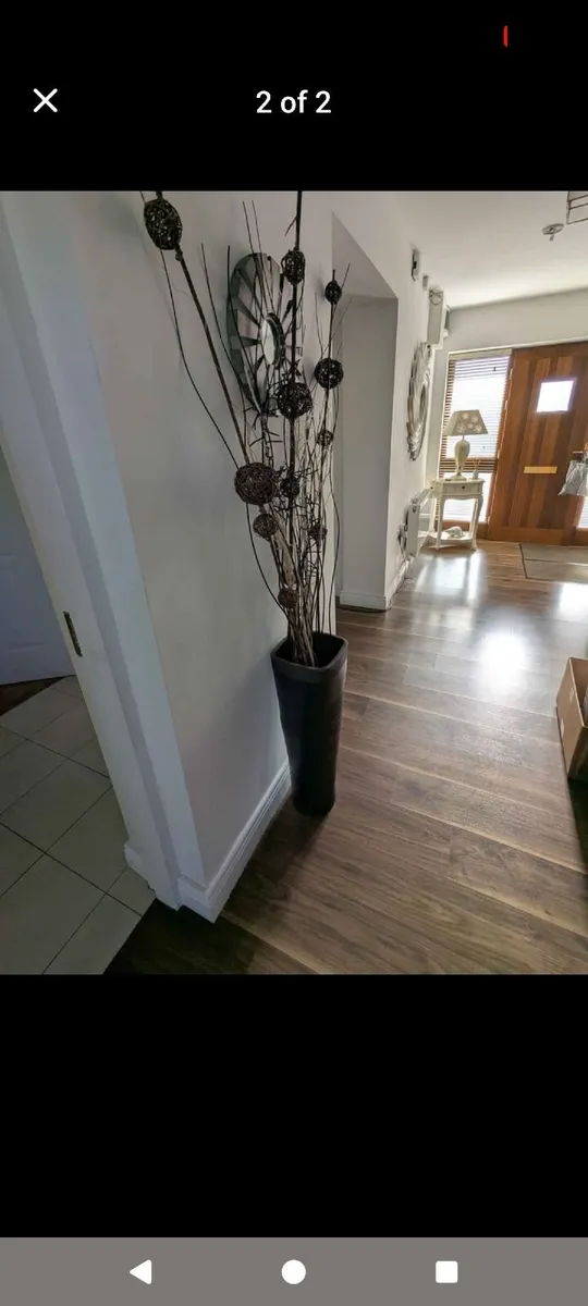 Large Dark Brown Floor Vase & Foliage - Image 2