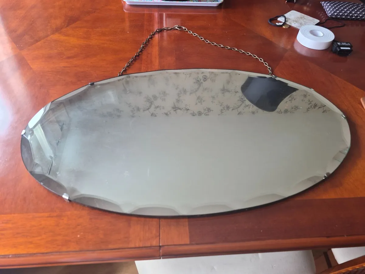 vintage hall mirror with chain - Image 1