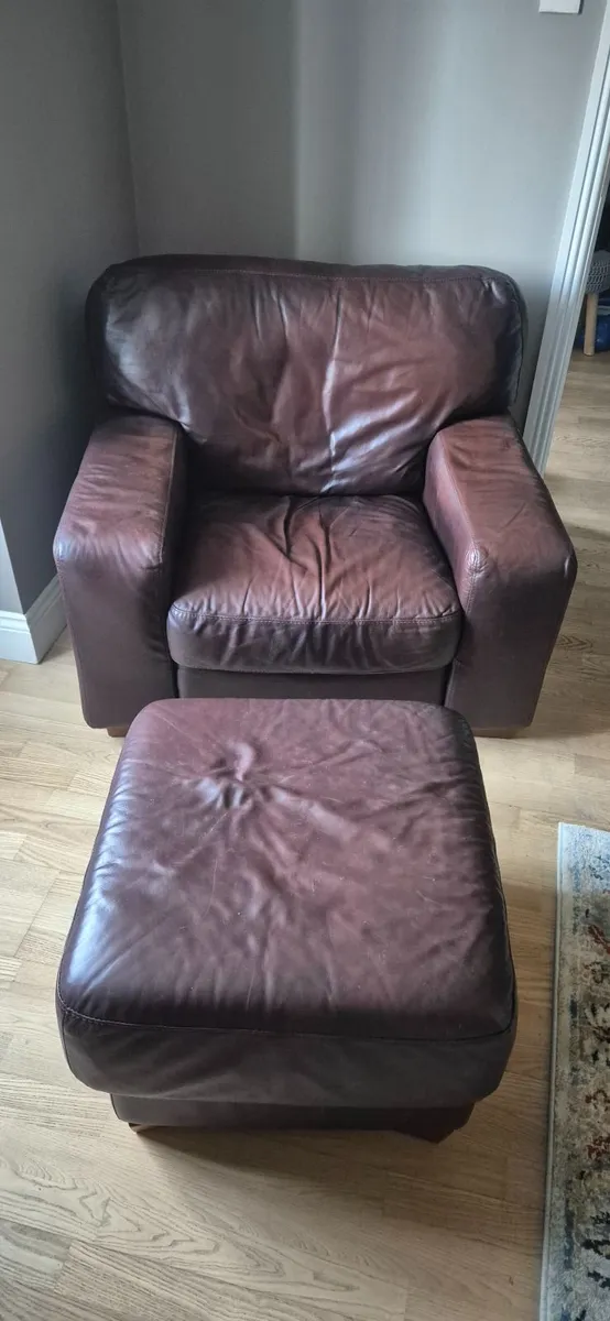 Free Leather Armchair and footstool for sale in Kildare for €0 on DoneDeal
