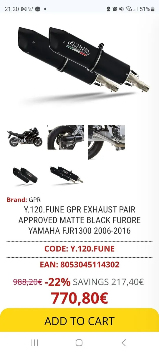 YAMAHA FJR 1300 GPR Exhausts - Image 3